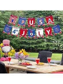 10 pièces/16 pièces Décorations suspendues pour le Jour de l'Indépendance, Ornements du 4 juillet, Ornements patriotiques, Ornements de gnome en bois pour le Jour de l'Indépendance, Bannière en tissu, Décorations suspendues pour fêtes du Jour de l'Indépendance et du Jour du Souvenir, Fournitures de fête, Décoration de maison