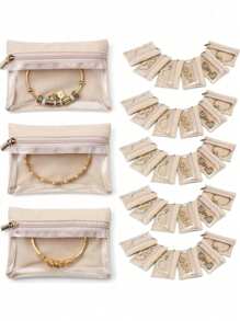 12 Stück Schmuckorganizer Set, Schmuck Reise Tasche/Etui/Beutel, geeignet für Frauen zum Aufbewahren von Halsketten, Armbändern, Ringen, Ohrringen, mit Reißverschluss verschlossen, kompakt & tragbar, schützt Schmuck vor Oxidation und Kratzer, Multifunktions-Aufbewahrung für Münzen, Schlüssel