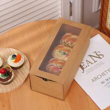 2pcs/4pcs Simple Ins Style Cake Boxes With Transparent Window & Drawer, Cake Roll Towel Packaging Bakery Dessert Boxes, Gifts & Takeout Boxes For Dessert Shop, Birthday Gifts, Large Capacity - Multicolor - View 7