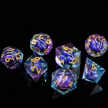 Liquid Core Dice Set - Polyhedral RPG Dice With Longan Design, TTRPG Dice With Multilateral Characters | Art Design | Smooth Dice Edges - Multicolor - View 7