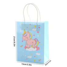15pcs/Unicorn Rainbow Pony Cartoon Packaging Bag Cartoon Kraft Paper Cute Handheld Gift Bag