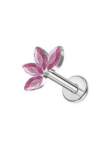 1件优雅16G不锈钢唇环,立方氧化锆四叶草设计 - 多功能耳环,适用于耳骨、耳廓、耳屏、耳洞等穿孔,睡觉时也可佩戴 - 彩色 - 查看 27