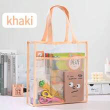 1pc A4 Double-Layer Handbag For Students, Transparent Thickened Multi-Function File Folder, PVC Waterproof Study Pouch, Large Capacity, Minimalist Desk Organizer, Stationery Supplies Subject Classification Bag, Suitable For Daily Commuting,Back To School,School Supplies