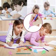 1/2 stuks siliconen schrijfgerei met dubbele vingergreep voor leren en schrijven, leermiddelen voor kinderen, cadeau voor kinderen, corrector voor schrijfhouding, kleurrijke zachte siliconen pengreep, penhouder voor basisschoolleerlingen, hulpmiddel voor schrijfcorrectie