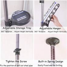 BAOYOUNI 7Tier Indoor Plant Pole Spring Tension Rod Expandable Flower Pots Display Rack Stand Hanger Metal Corner Storage Shelf Grey - Grey(6Trays+1Hook) - View 9