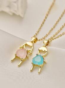 1pc Colorful Zirconia Unisex Pendant Necklace, Unique & Personalized Minimalist Necklace Suitable For Couples, Best Friends