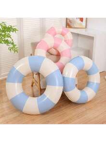 1pc Kids Thickened PVC Anti-Flip Life Buoy, Fashion Retro Stripe, Swimming Pool Inflatable Armpit Swim Ring For Beginner Boys Girls, Summer - Multicolor - View 2