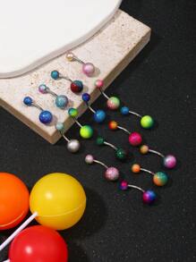 15pcs Mixed Rainbow Color Vacuum Plated Body Piercing Navel Rings, Stainless Steel Hypoallergenic Fashion Popular For Hip Hop, Punk, Lady Daily Wear, For Red Customers