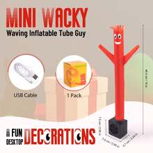 Mini Wacky Waving Inflatable Tube Guy With Blower - Funny Mini Inflatable Tube Man Desktop Decor White Elephant Gift For Birthdays Store Displays Parties Office Pranks - Multicolor - View 3