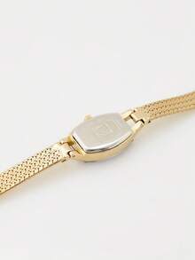 Anne Klein 女士石英手链模拟手表，钻石黑色表盘，女士金色网状手链手表，可调节末端链节，女士优雅时尚礼品手表，AK/2184BKGB