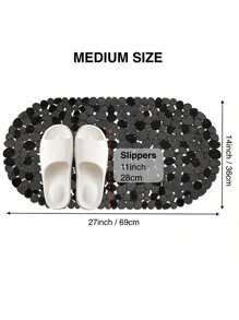 1 pieza Alfombra de baño con piedras antideslizante con ventosas, agujeros de drenaje para duchas, bañeras, lavable a máquina, alfombra de baño antideslizante de PVC, libre de BPA y látex, 27 x 14 pulgadas, decoración de habitación, accesorios de baño, vuelta al cole, decoración de baño y cocina