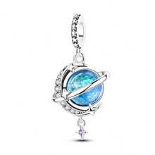 1 Stück mystische Serie Silber farbiges Emaille Charm original Armband Halskette DIY Herstellung Perlen Anhänger, ideal für kosmische Partys, astrologie-bezogene Veranstaltungen und tägliches Schmuckdesign - Unisex