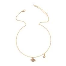 1pc Minimalist Multifunctional Rhinestone Earth & Star Pendant Necklace - Yellow Gold - View 2