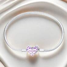 Brazalete retro luminoso de plata esterlina con forma de corazón, hecho a mano, kit de cuentas DIY, cuentas básicas de cadena, accesorios DIY de Halloween, cuentas de posicionamiento