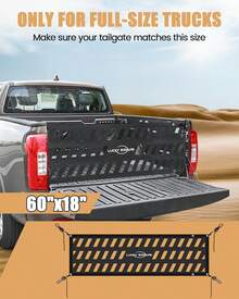 Tailgate Cargo Net With Adjustable Ratchet Rope, 60'' X 18'' Heavy Duty Tailgate Mesh For Pickup Truck Bed, Tailgate Netting For Full Size Truck From Chevrolet, , , GMC,  (Black) - White - View 7