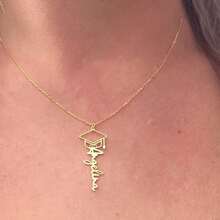 Collar de temporada de graduación, collar de gorra de doctorado, collar de vuelta al colegio, collar para damas, artículos personalizados, joyería, collar para parejas, artículos personalizados, regalos de cumpleaños para novio, collar para mejor amiga, collar con inicial, collar con nombre, joyería de acero inoxidable - Multicolor - Ver 4