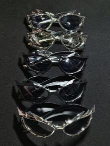 1pc Chinese Dragon Shaped Sacrificial Festival Dragon Horn Auspicious Ornament, Original Designer DELON Liyao Unique Sci-Fi Personalized Decorative Glasses, 3D Printed Geometric Layered Cyberpunk Style Glasses (This Model Has Been Registered With The EU Design Patent) - Cyberpunk Flame Horns - View 10