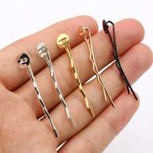 20 pièces d'épingles à cheveux, supports d'épingles à cheveux de 7 mm de diamètre intérieur, cabochons, plateaux plats de 45 mm de longueur pour la réalisation de bijoux avec épingles à cheveux
