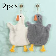 3pcs Set Hanging Hand Towels, Cute Goose Shaped, Bathroom Towels With Hanging Loop, Super Absorbent, Quick Dry, Thick & Soft Polyester, Suitable For Kitchen And Bathroom Decor Back To School Dish Cloths Kitchen Towel - Multicolor - View 3