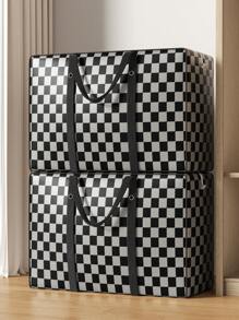 1 pièce Sac de voyage noir, sac de rangement de vêtements grande capacité, sac de rangement de couette, sac de rangement pliable, sac d'emballage pour déménagement, sac de rangement de vêtements, sac de rangement saisonnier, poignée renforcée à double fermeture éclair pour le déménagement, sac de rangement divers, accessoires de stockage pour déménagement