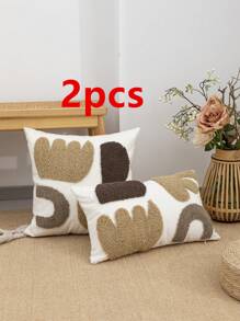 1 Stück/2 Stücke grüner Blumenmuster Kissenbezug, Leinen Segeltuch Material nordischer Stil Stickerei Kissenbezug für Zuhause, Schlafzimmer, Wohnzimmer, Sofa, Auto Taillenkissen, Kopfteilkissen, Outdoor Garten Party Dekoration, Ganzjährig