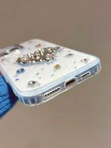 Luxury Transparent Glitter Star 3D Rhinestone Mirror Phone Case Compatible With IPhone Apple 16 Pro Max, 15 Pro, 14 Plus, Fashionable Niche 13, 12 Pro, 11 Series, Anti-Fall Protective Cover Waterproof Shockproof Scratch Resistant - Clear - View 3