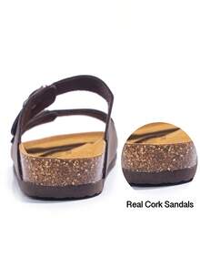 Men's Sandals Adjustable Buckle Straps Arch Support Slides For Summer 7-14 - Brown - View 2