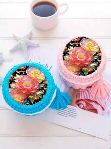 2pcs Gold Peony Flower Pattern Woven Mat, DIY Wooden Woven Base Boards, For Creative Bag/Basket Making Room Decor Bedroom Decor Home Decor Wall Decor - Baby Pink - View 10