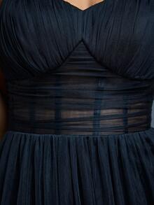 Magiacy新款浪漫露肩伴娘礼服，褶皱荷叶边雪纺连衣裙，黑色