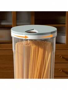 1pc Pasta & Grain Plastic Storage Box With Hanging Pasta Container, Airtight Canister For Kitchen Noodle Storage, Home Decor, Party & Christmas Storage