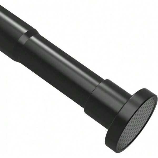 1 pieza Barra de cortina de tensión de 10 pulgadas, barra de cortina de ducha negra, barra de tensión ajustable sin taladro para baño, armario, caravana, sala de estar, dormitorio, apta para cortinas, armario, barra de ducha de alta resistencia, decoración de habitación, accesorios de baño, decoración de baño de vuelta al colegio