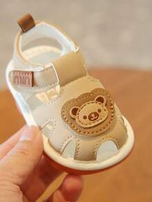 1 Pair Cute Cartoon Squeaky Shoes, Soft Bottom Comfortable Toddler Walking Shoes With Sound, Suitable For Indoor/Outdoor Baby Practice Walking, Fashionable & Minimalist Sandals - Khaki - View 3