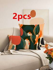1 pieza/2 piezas Funda de cojín de felpa corta con impresión digital, adecuado para dormitorio, sala de estar, sofá, coche, jardín, todas las estaciones, 30*50cm, 45*45cm (sin relleno) - Multicolor - Ver 9
