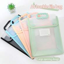 1pc A4 Double-Layer Handbag For Students, Transparent Thickened Multi-Function File Folder, PVC Waterproof Study Pouch, Large Capacity, Minimalist Desk Organizer, Stationery Supplies Subject Classification Bag, Suitable For Daily Commuting,Back To School,School Supplies