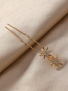 1 Stück/5 Stücke Schneeflocke Vintage Palast Stil Glashaar Stick Dekoration, universelle 6-zackige Stern Braut Haarschmuck