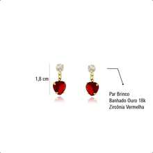 18k Gold Plated Semi-Jewelry Kit - Set With Bracelet, Chain, Pendant And Heart Earrings - Đỏ - Xem 4