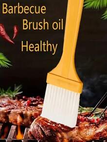 耐热涂油刷，适用于烘焙和烧烤，不脱落刷毛，烘焙油刷，硬毛，扁平烤架和面包涂油刷，细黄色鬃毛刷，适用于烘焙、厨房用具、家庭和户外使用，易于清洁，无异味，触摸时不烫手，适用于户外和室内烧烤（颜色和款式可能有所不同） - 彩色 - 查看 3