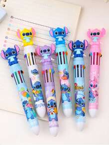 Disney 16pcs Disney Authorized Stitch Blue Cartoon Stylus & 10-Color Ballpoint Pen Set - Innovative Cute Design, Portable & High Aesthetic, Comfortable Press-Type Grip, 0.7mm Smooth Writing, 10 Colors For Creative Study & Journaling (DIY Stationery Gift) School Supplies, Back To School