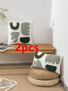 1 件/2 件花卉图案枕套，北欧风格帆布面料，带毛绒刺绣工艺，日常家居卧室客厅沙发装饰枕套适合汽车靠垫，户外花园派对节日，30*50 厘米和 45*45 厘米，不含内枕 - 彩色 - 查看 17