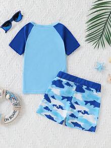 Kid's 2pcs Swimsuit - Top & Shorts, Toddler/Children Swimming Trunks, Beach Vacation