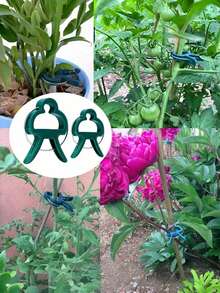 10/20/50 robuste Plastikklemmen, entworfen um Gartenpflanzen zu unterstützen - grüne Hebelringe Klemmen, geeignet für Rankgewächse, perfekt zum Verwalten von Stängeln und Zweigen, kommt mit Unterstützung für Tomaten- und Gurkenpflanzen.