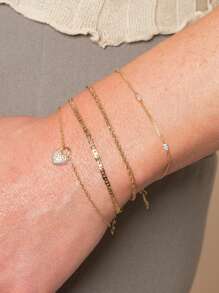 Pulsera minimalista de cadena de plata de ley 925 con circonia cúbica, de estilo casual y elegante, para uso diario de mujeres