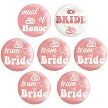 单身派对纽扣别针套装 - 新娘纽扣、伴娘和纽扣别针装饰，适用于新娘送礼会婚礼单身派对用品（白色、玫瑰金） - 彩色 - 查看 17