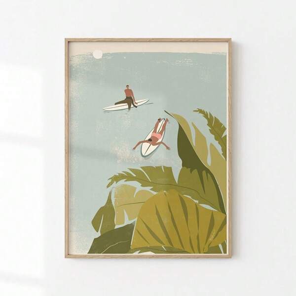 1pc, Wall Arts, Modern Posters, Surf Wall Art Vintage Surf Poster Sea And Surf Wall Art For Beach House Decor, Unframed ,Wall Art With Frame