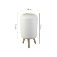 Cylinder Office Trash Can With Quiet Close Lid - Press Top, Plastic, Odor-Proof, Space-Saving, Easy To Clean, For Office, Kitchen, Bathroom, Bedroom - No Electricity Needed