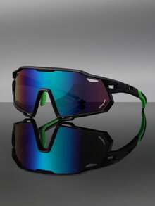 Óculos Decorativos para Festa de Feriado, Lentes Coloridas Revestidas Oversized, Efeito de Afinamento Facial, Óculos Decorativos de Moda Casual de Praia de Feriado, Acessório de Foto para Redes Sociais, Óculos de Moda Unissex / Óculos Masculinos -- Óculos Decorativos de Moda Masculina Estilo Cyberpunk Y2K / Acessório Feminino de Praia de Verão / Adequado para Fotografia de Rua, Acessório de Praia Masculino, Presente Masculino - multicolorido - Visão 13
