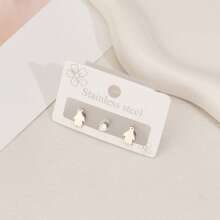 3 piezas Pendientes de mujer, de acero inoxidable, con diseño de murciélago, aptos para uso diario, pendientes de moda simple con diseño animal, regalo para festivales de mujer
