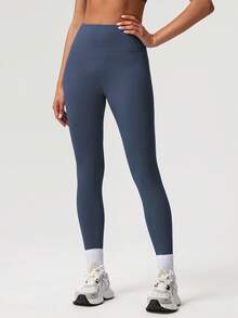 Sodalemon Women Solid Color Simple Design Yoga Pants Tight Fitness Outdoor Training Sport Leggings