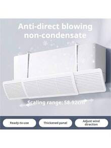 1pc Air Conditioner Windshield Board, Retractable Air Deflector. Universal For Wall-Mounted AC Units, Hook Design For Easy Installation, Prevent Direct Airflow, Highly Efficient Wind Shielding, Simple And Easy To Use, Made Of Durable ABS Material. Suitable For Home, Bedroom, Dormitory And Office. - White - View 11