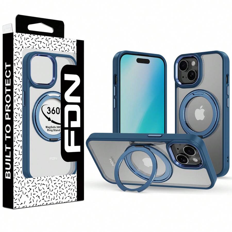 M MYBAT PRO RingRound 360° Kickstand Case W/ Magnetic For Apple I Phone 13/I Phone 16e/ 14/ 16/ 15/ 16 Plus/ 16 Pro/ 16 Pro Max, Compatible With MagSafe - Blue - 藍色 - 查看 1